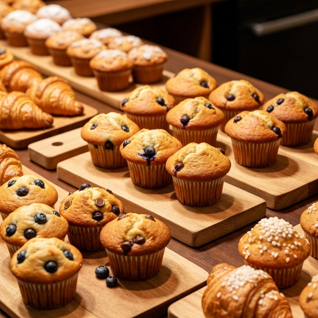 Freshly baked muffins and pastries at Muffins and More cafe